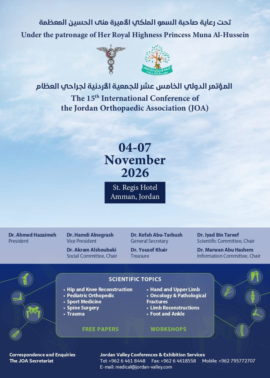 The 15th International Conference of the Jordan Orthopaedic Association poster
